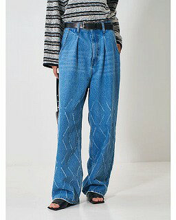 Rakuten - 【YENN】 LASER CUT WIDE DENIM（ブルー）[Y261-31001]