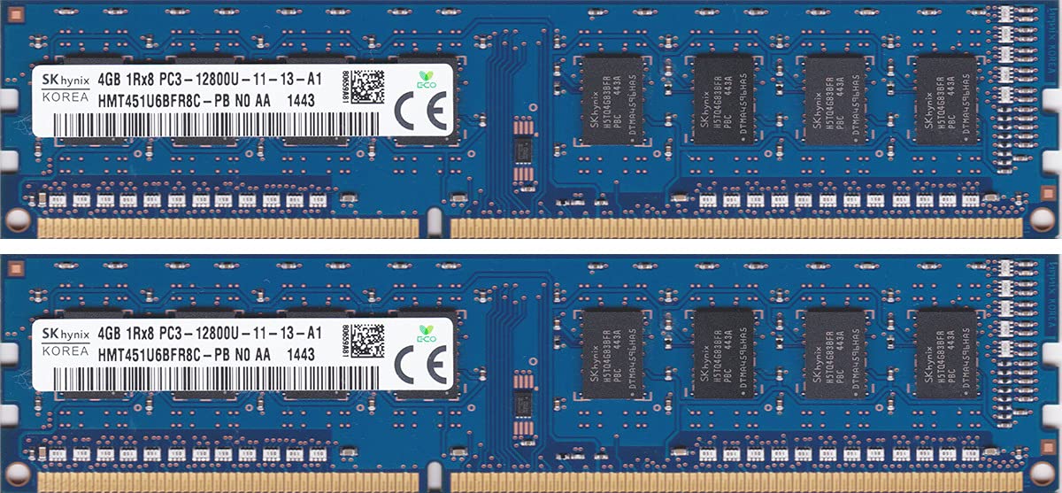 【PSE認証済み】Hynix PC3-12800U (DDR3-1600) 4GB x 2枚 計8GB 240ピン DIMM HMT451U6BFR8C-PB デスク..