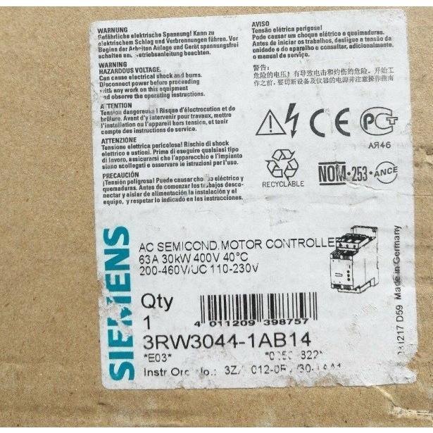 ڿʡ̵Siemens 3RW3044-1AB14 󥹡6ݾڡ