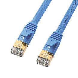 仕様■カラー:ブルー ■ケーブル長:7m ■コネクタ形状:RJ-45スリムコネクタ(ツメ折れ防止カバー付き) ■ケーブル構造:より線シールド、ストレート全結線 ※二重シールドではありません。 ■ケーブル直径:2.2mm×7.2mm ■対応伝送帯域: カテゴリ7(10GBASE-T) カテゴリ6A(10GBASE-T) カテゴリ6(1000BASE-TX) カテゴリ5e(1000BASE-T) カテゴリ5(100BASE-TX) カテゴリ3(10BASE-T)適合 ■付属品:プラグ保護キャップ特長●カテゴリ5eの6.0倍、カテゴリ6の2.4倍の伝送帯域である600MHzをクリアします。帯域が広いほど高速伝送が可能になり、データエラー防止効果があります。 ●ケーブル品質とプラグ内のより戻しを極限まで抑えることにより、実用化が急速にすすんでいる10GBASE(10Gbps)に完全対応しています。 ●薄さ2.2mmで取り回しが簡単です。カーペットの下や細いすき間にスッキリ配線できます。 また、ケーブル内部をモールド加工しているので、踏んだ際にもケーブルのよりが戻りにくく、性能特性が落ちません。 ●プラグのツメ(ラッチ)が折れるのを防ぐ、ツメ折れ防止カバー付きで安心です。 ●錆や酸化被膜の発生を抑え、高精度の接触を保証する金メッキシールドプラグを採用しています。 ●プラグ先端部分を外部損傷やホコリから守るプラグ保護キャップ付きで安心です。 ●ケーブルの素材に火災の延焼原因になりにくい素材を使用しており、難燃材料だから安心です。 ※ギガビット接続については、接続する他の機器・ケーブルが全てギガビットに対応する必要があります。仕様■カラー:ブルー■ケーブル長:7m■コネクタ形状:RJ-45スリムコネクタ(ツメ折れ防止カバー付き) ■ケーブル構造:より線シールド、ストレート全結線 ※二重シールドではありません。■ケーブル直径:2.2mm×7.2mm■対応伝送帯域:カテゴリ7(10GBASE-T)カテゴリ6A(10GBASE-T)カテゴリ6(1000BASE-TX)カテゴリ5e(1000BASE-T)カテゴリ5(100BASE-TX)カテゴリ3(10BASE-T)適合■付属品:プラグ保護キャップ 特長●カテゴリ5eの6.0倍、カテゴリ6の2.4倍の伝送帯域である600MHzをクリアします。帯域が広いほど高速伝送が可能になり、データエラー防止効果があります。●ケーブル品質とプラグ内のより戻しを極限まで抑えることにより、実用化が急速にすすんでいる10GBASE(10Gbps)に完全対応しています。●薄さ2.2mmで取り回しが簡単です。カーペットの下や細いすき間にスッキリ配線できます。また、ケーブル内部をモールド加工しているので、踏んだ際にもケーブルのよりが戻りにくく、性能特性が落ちません。 ●プラグのツメ(ラッチ)が折れるのを防ぐ、ツメ折れ防止カバー付きで安心です。●錆や酸化被膜の発生を抑え、高精度の接触を保証する金メッキシールドプラグを採用しています。●プラグ先端部分を外部損傷やホコリから守るプラグ保護キャップ付きで安心です。●ケーブルの素材に火災の延焼原因になりにくい素材を使用しており、難燃材料だから安心です。※ギガビット接続については、接続する他の機器・ケーブルが全てギガビットに対応する必要があります。