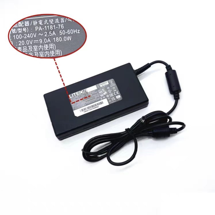 純正新品LITEON PA-1181-76 20V 9A ACアダプター 180W電源アダプタ 付属の電源コード 丸型 外径約5.5mmФ　内径2.5mmФ