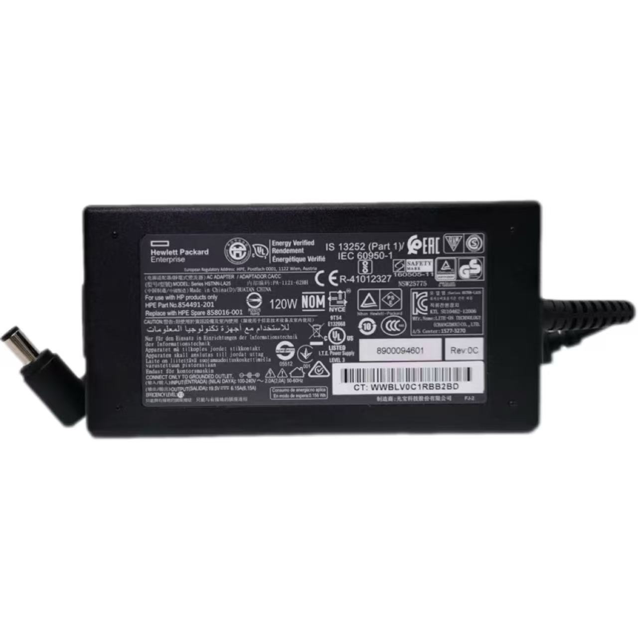 【PSE認証済み】純正 HPスマート120W 19.5V 6.15A ACアダプター HSTNN-LA25 コネクタ口径：外径7.4mm内径5.0mm 電源ケーブル付属