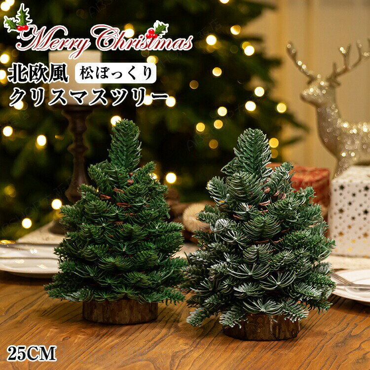 Rakuten - クリスマスツリー 卓上ツリー 北欧 おしゃれ クリスマスツリー ミニ オーナメント 25cm 松ぼっくり ミニクリスマスツリー 飾り グリーン 雪加工 ヌードツリー スノークリスマスツリー 雰囲気満々 組み立て不要 部屋 商店 おもちゃ プレゼント