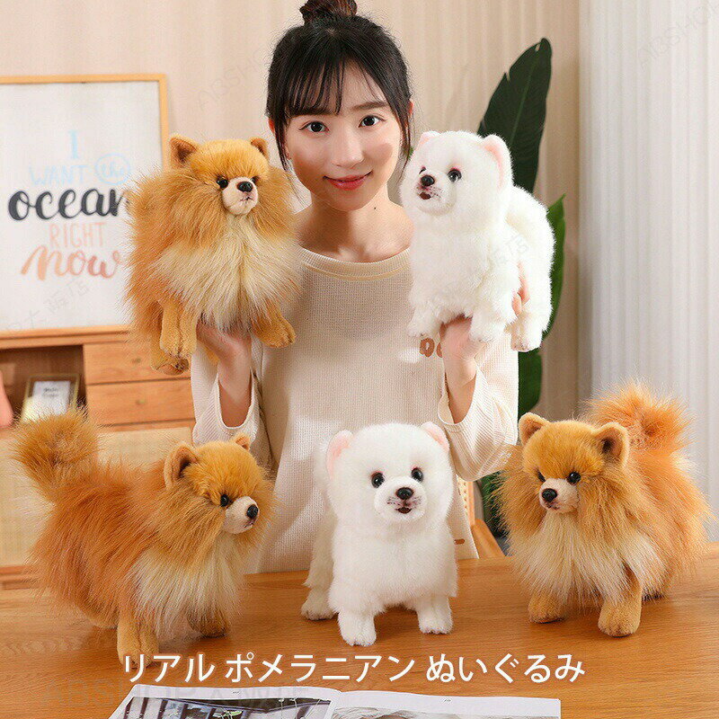 ポメラニアン ぬいぐるみ いぬ イヌ 犬 リアル かわいい 癒し ふわふわ 柔らかい 動物 置物 インテリア プレゼント クリスマス 誕生日 バレンタイン ホワイトデー 贈り物