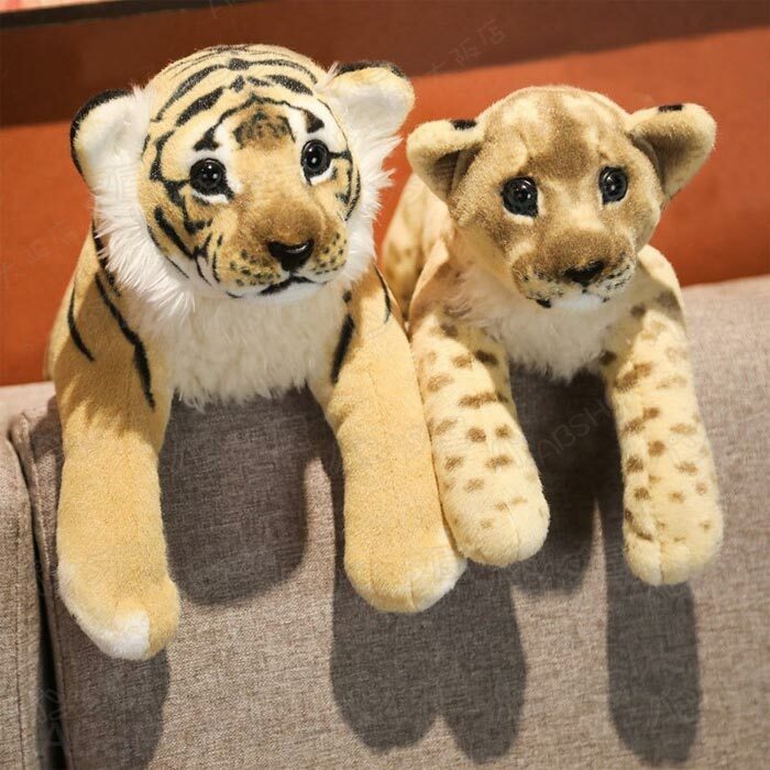 ぬいぐるみ タイガー 虎 ヒョウ チーター ライオン リアル アニマルシリーズ 可愛い おもちゃ キッズ 動物 癒し 置物 インテリア お誕生日 プレゼント 39cm