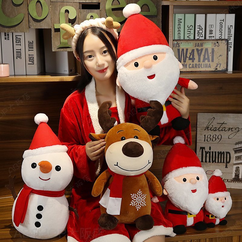 Rakuten - ぬいぐるみ サンタクロース トナカイ スノーマン 雪だるまマスコット人形 TOY 3タイプ選べる プレゼント 贈り物 ギフト クリスマスプレゼント 雑貨 Xmas 23cm