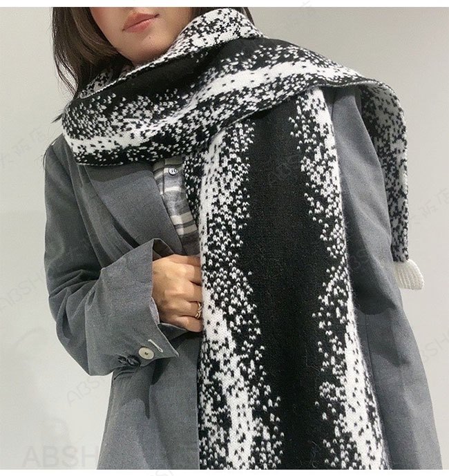 【送料無料】マフラー レディース ウール混 大判 ショール 模様 厚手 チクチクしな...