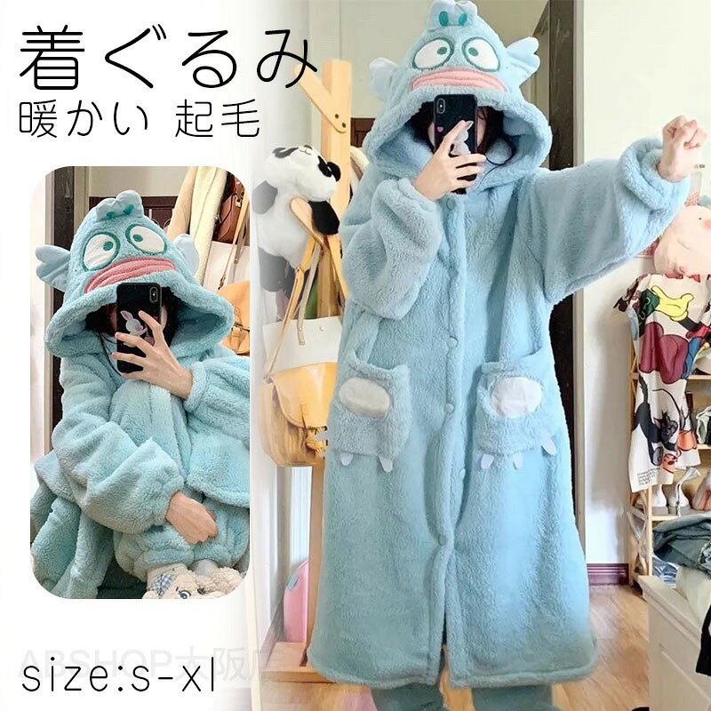 Fleece - ルームウェア つなぎ レディース 着る毛布 大きいサイズ 女性 もこもこ 冬 パジャマ 前開き ガウン 着る毛布 部屋着 長袖 温かい あったかい 部屋着 ボタン お揃い かわいい ふわふわ 極暖 ギフト プレゼント クリスマス ゆったり 裏起毛 長め フリース