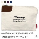 ハードキャンバスポーチ-Mサイズ 【MERCURY】マーキュリー|20oz生地|太めのジッパー|フラット|ロゴ入り|幅約26cm|高さ約18cm|化粧ポーチ|旅...