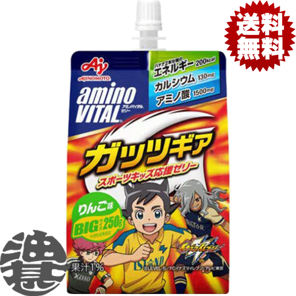 楽天あぶらじん楽天市場店『2ケース送料無料！』（地域限定）味の素 AMINO VITAL アミノバイタル ゼリードリンク ガッツギア りんご味 250gパウチ×2ケース48本（1ケースは24本入り）栄養補給 エネルギー カルシウム アミノ酸