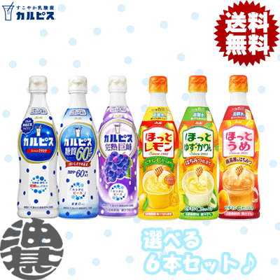 『送料無料！』（地域限定）選べる6本！カルピス ピースボトル 原液 カロリー60%オフ 巨峰 ほっとレモン ゆず・かりん うめ 470mlペットボトル×6本【コンク 希釈用 乳酸菌飲料 選り取り】[qw]のサムネイル