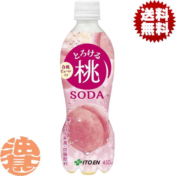 『2ケース送料無料!』(地域限定)伊藤園 とろける桃ソーダ 450mlペットボトル×2ケース48本(1ケースは24本入り)ピーチ 白桃 果実炭酸飲料 炭酸飲料 果実飲料※ご注文いただいてから4日~14日の間に発送いたします。/uy/