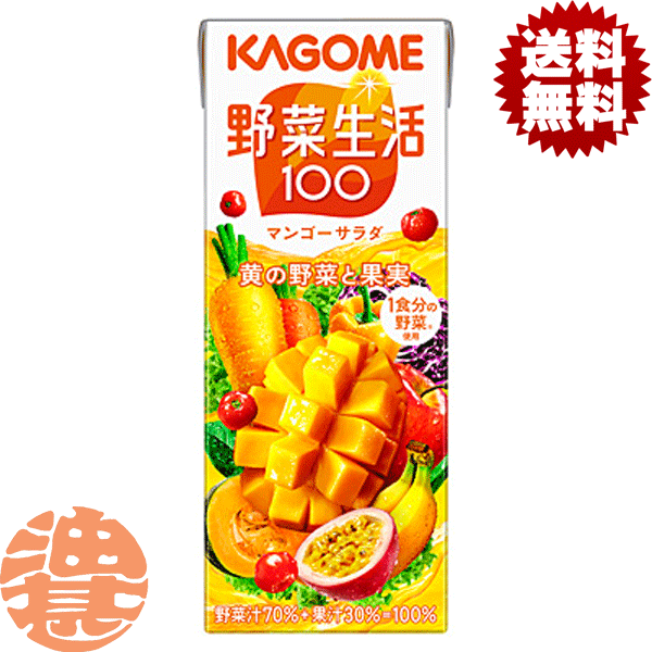 『送料無料！』（地域限定）カゴメ　野菜生活100 マンゴーサラダ 200ml紙パック（24本入り1ケース）野菜ジュース※ご注文いただいてから4日〜14日の間に発送いたします。/ot/[qw]