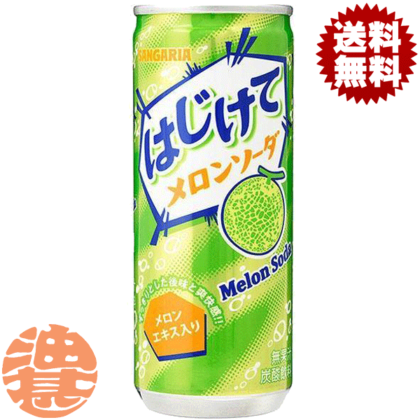 『送料無料！』（地域限定）サンガリア はじけてメロンソーダ 250ml缶(30本入り1ケース)250g※ご注文いただいてから3日〜14日の間に発送いたします。/sg/