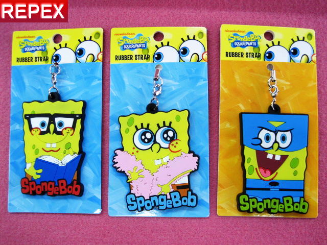 ☆SpongeBob【スポンジボブラバーストラップ3個セット 】☆メガネ・モデル・スーパースポンジ☆大人気米国キャラ・子供から女性・オシャレ男子・みんなボブが大好きです☆スペシャルプライス☆キャラクター