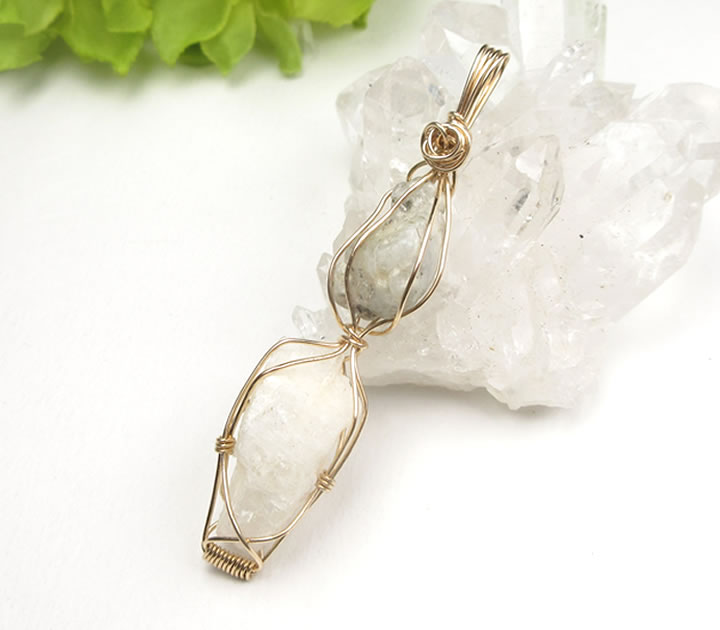 フェナカイト & ホワイトアゼツライト 14KGFペンダント 最も高い波動 ハイ...