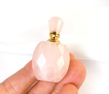 【10%OFFクーポン 2/9 20時-)アトマイザーボトル ローズクォーツ/ジェムエッセンス入れ/香水入れ/天然石 bottrose
