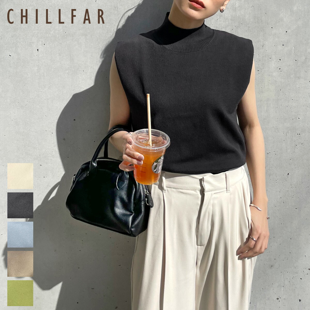 ベスト レディース ボトルネック プルオーバー ノースリーブ ハイネック Chillfar チルファー 春 春物 春服(23ss-ch028)＃のサムネイル