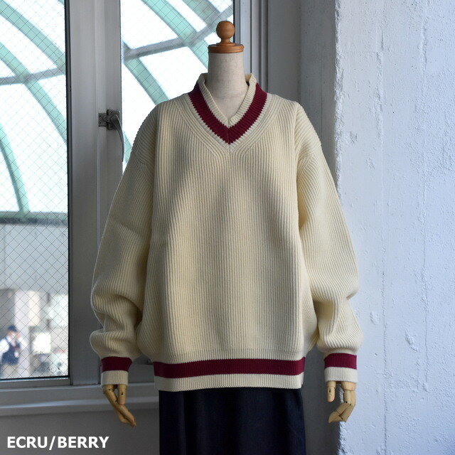 SOFIE D'HOORE(ソフィードール)/MARK 3ply V-neck contrast color sweater(2色展開)
