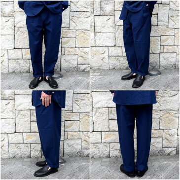 【20 SS】FRANK LEDER(フランク リーダー) /BALTIC BLUE DYED VINTAGE BEDSHEET 2TUCK TROUSERS -BLUE-