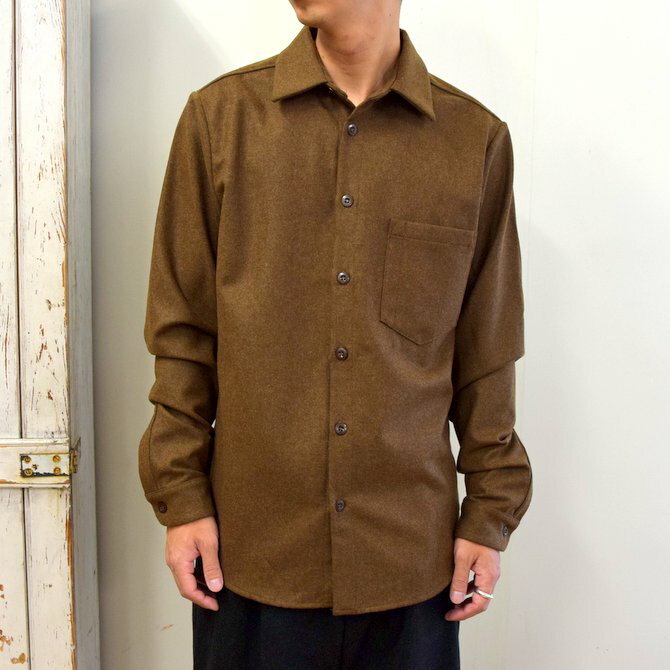 FRANK LEDER(フランクリーダー)/ L LIGHT WEIGHT LODEN WOOL PLAIN SHIRT -BROWN-