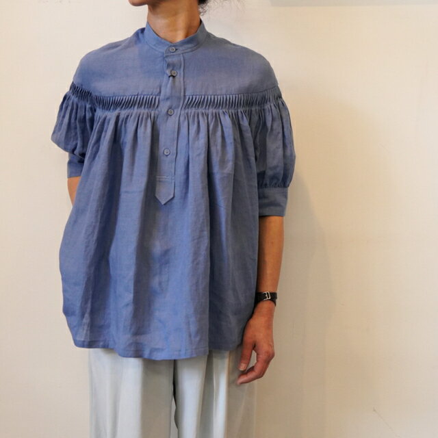 Scye(TC)LINEN TUCKED S/S SHIRT