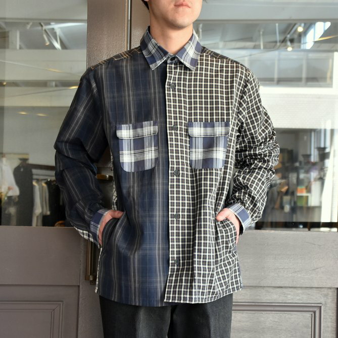 FRANK LEDER(フランクリーダー) 19SS MIXED MATERIAL CHECKERED SHIRT JACKET