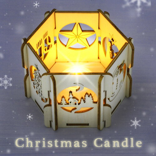 スロベニア製 クリスマス ウッドキャンドルホルダー 揺らぎLEDキャンドルセット プレゼントにもどうぞ