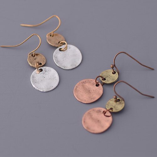 アンティーク調 ピアス 2カラー ブロンズ シルバー サークル 上品 大人 レディースアクセサリー