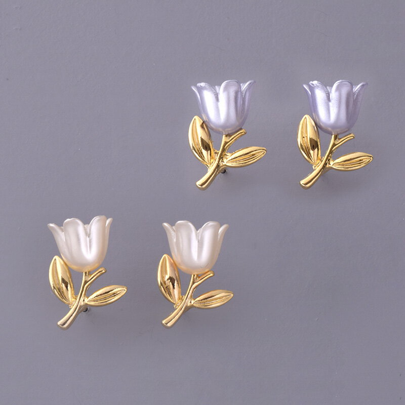 樂天商城 - ピアス イヤリング ホワイト パープル フラワー お花 可愛い 上品 かわいい アクセサリー 結婚式 パーティー