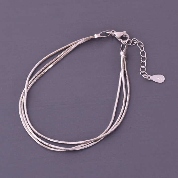 樂天商城 - ブレスレット シンプルデザイン トリプルチェーン メタル 金属アレルギー対応 ニッケルフリー