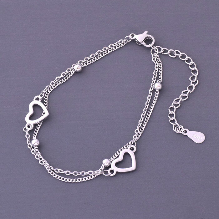 樂天商城 - ブレスレット ハート 華奢 メタルチェーン 金属アレルギー対応 ニッケルフリー