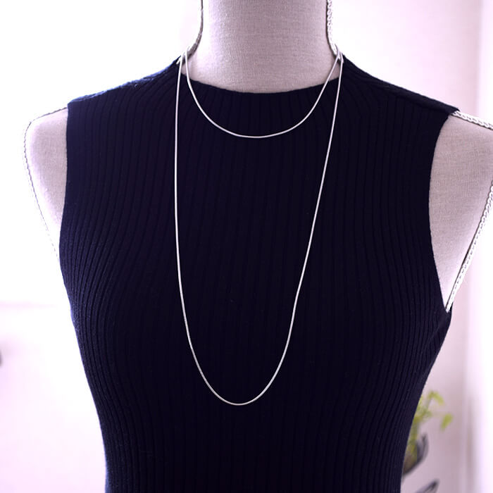 樂天商城 - シンプルロングネックレス 120cm スネークチェーン 2重 3重
