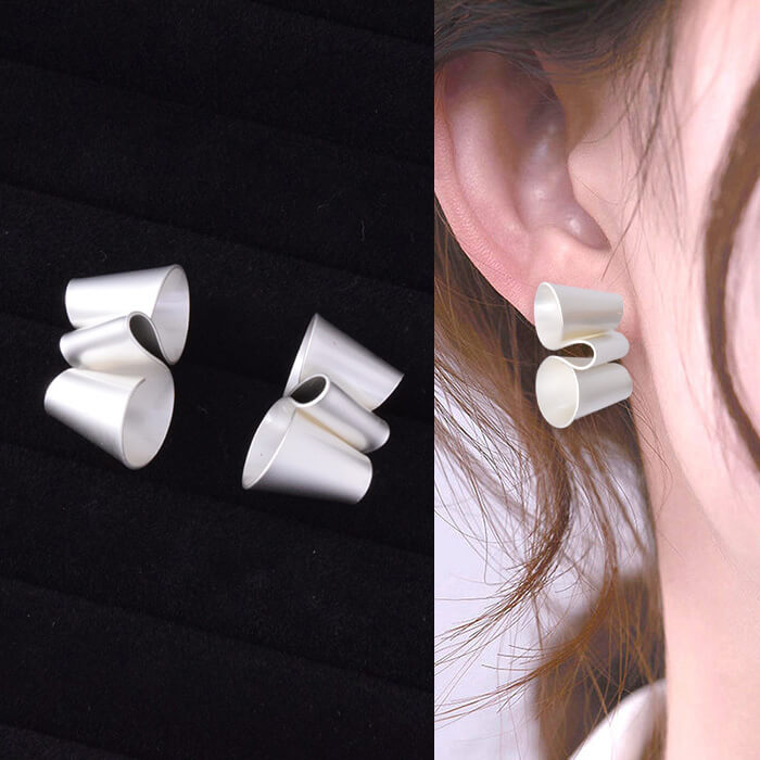 樂天商城 - スパイラルデザイン ピアス 折り返しデザイン ねじり シルバー