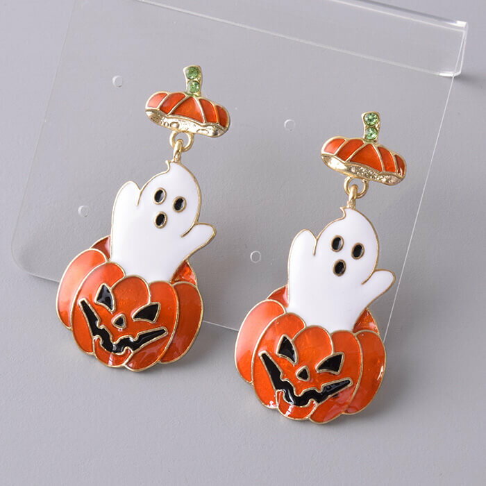 １4Kgf天然石  真夜中に笑いだすカボチャのピアス(^^) 14Kgf天然石 真夜中に笑いだすカボチャのピアス(^^) 14Kgf天然石