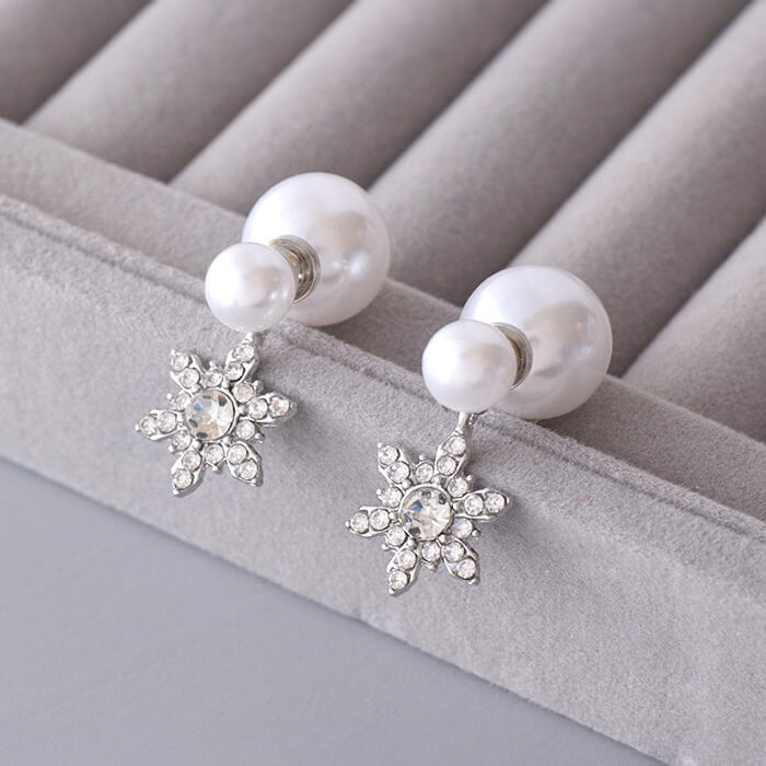樂天商城 - 雪の結晶 ピアス パール ビジュー 冬 アクセサリー レディース プチプラ 通販 上品 大人可愛い アクセサリー