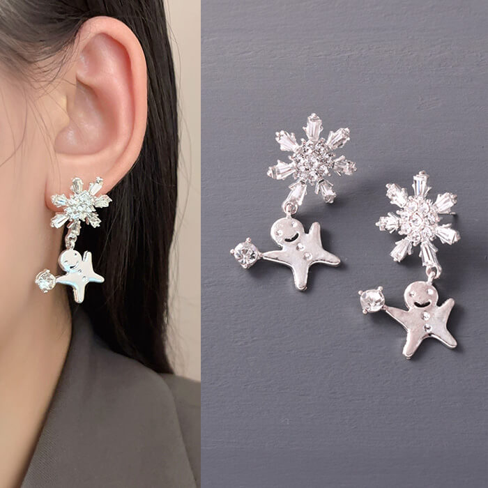 クリスマス ピアス 雪の結晶 ジンジャーブレッド冬 レディース アクセ 可愛い 冬 キラキラ アクセサリ..