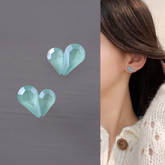 ハート ピアス エメラルドグリーン 透明感 かわいい レディース アクセサリー プチプラ パステルカラー