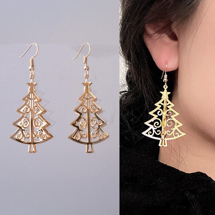 樂天商城 - クリスマスツリー ピアス ゴールド 透かし模様 レディース アクセサリー 上品 キラキラ フェミニン エレガント