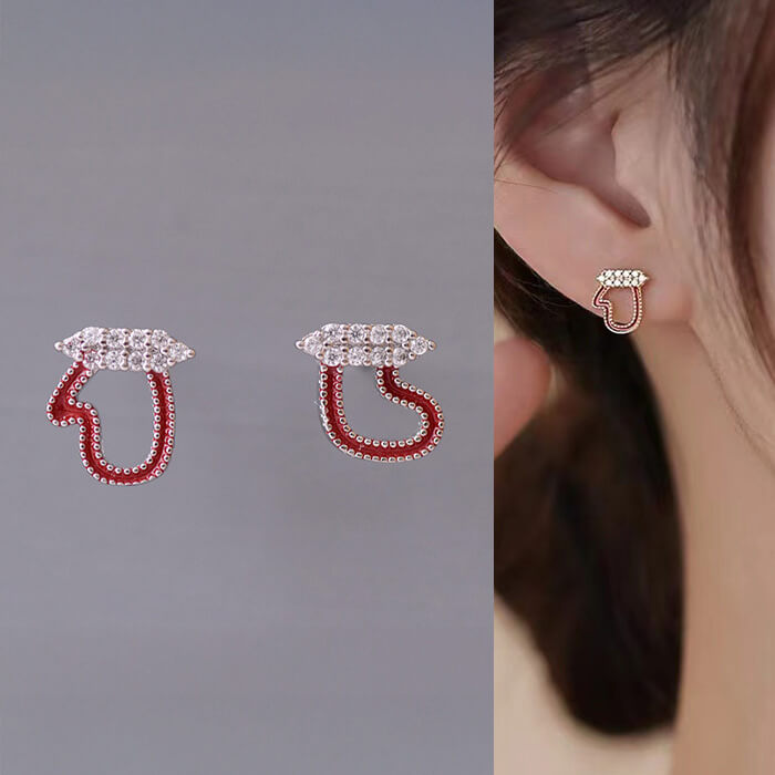 クリスマス ピアス 手袋 靴下 アシンメトリー ストーン レディース アクセサリー プチプラ ギフト 冬コーデ