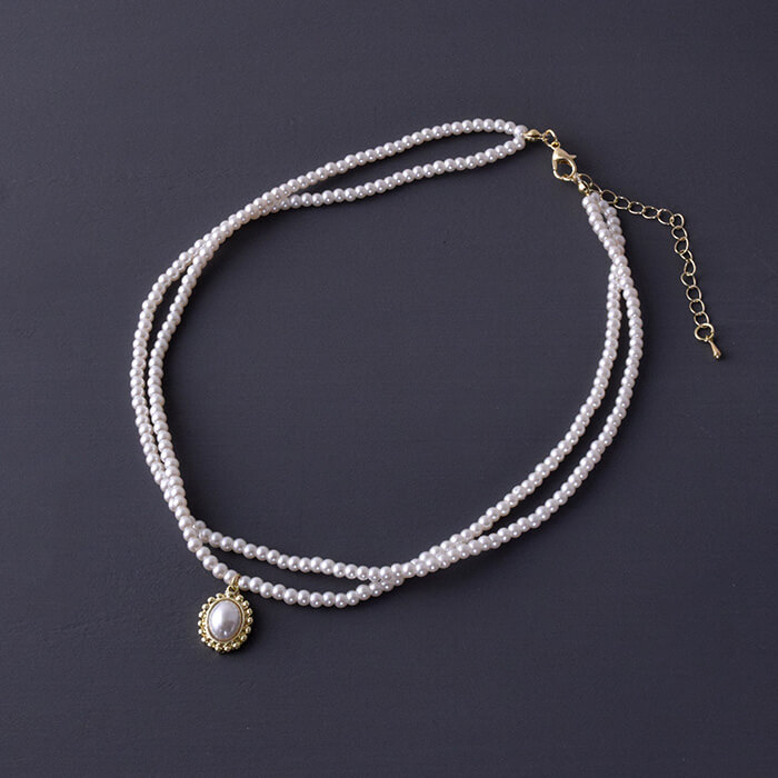 2連パールネックレスヴィンテージ風...