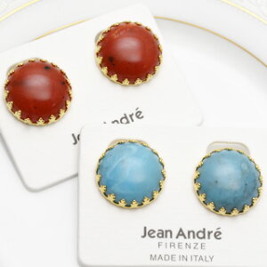 イタリア製アンティークイヤリング　JeanAndre　レッド、ターコイズ(ヨーロッパ/アクセサリー直輸入/レディース/インポート/コスチュームジュエリー)