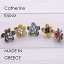 ギリシャ直輸CatherineBijouxフラワーモチーフピアス【ゴールド、シルバー、レッド、スカイブルー】(ヨーロッパ/アクセサリー直輸入/レディース/インポート/コスチュームジュエリー)