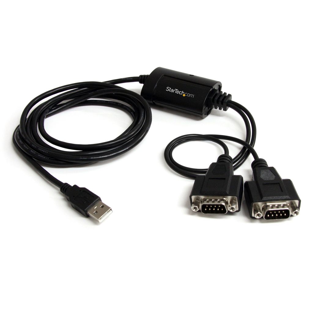 2ポート増設USB 2.0-RS232Cシリアル変換ケーブル 1x USB A オスー2x DB-9(D-Sub 9ピン) オス シリアルコンバータ 変換アダプタ FTDIチップセット使用 COMポート番号保持機能 送料無料 スターテック Startech 2年保証