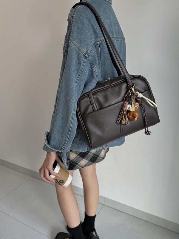 レディース バッグ 大容量 ショルダーバッグ トートバッグ 通勤 通学 韓国 ファッション 秋冬 カジュアル レトロ 斜めがけ 肩掛け 黒 ブラウン バーガンディ 合皮 おしゃれ マザーズバッグ A4対応