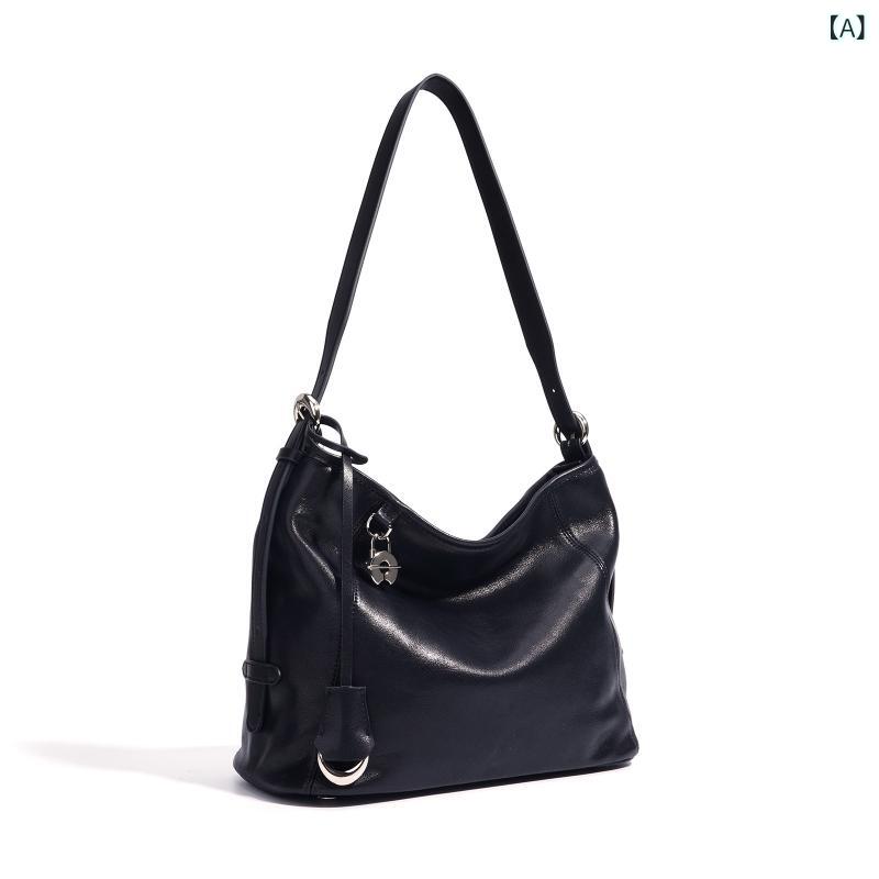 【牛革】 レディース バッグ レトロ 大容量 ショルダーバッグ トート 革 斜め掛け ジッパー ポケット 普段使い かわいい おしゃれ 上品 黒 ライトフォググレー(4)