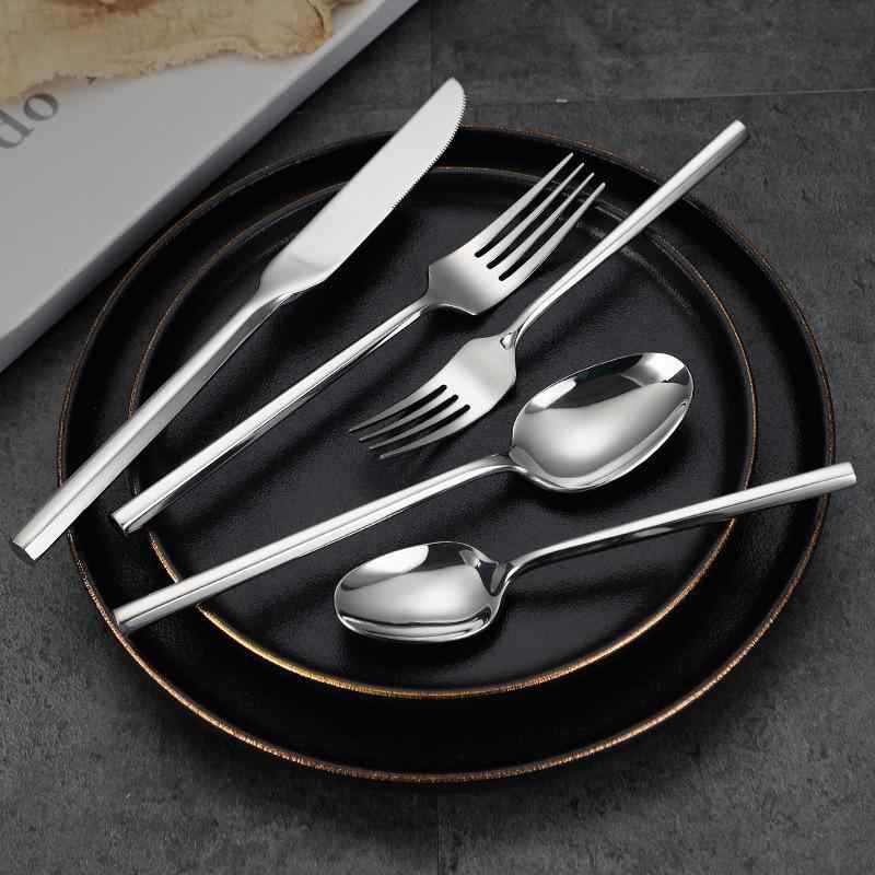 食器 カトラリー 5点セット スプーン フォーク ナイフ デザートスプーン 高級感 ステンレス 304 錆びにくい 六角形 ハンドル おしゃれ 洋食器 和食器 朝食 デザート ケーキ スープ ディナー ランチ カフェ レストラン 飲食店 業務用 家族用