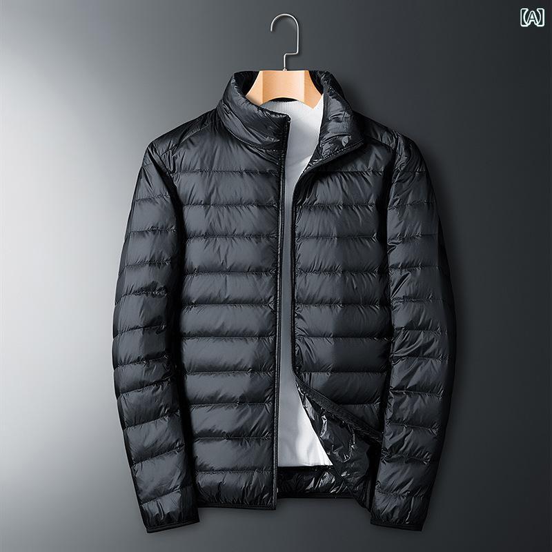 メンズ ダウンジャケット 軽量 薄手 大きめサイズ 秋冬用 暖か 保温 スタイリッシュ 若者向け カジュアル アウター コート 防寒 ファッション 日常使い