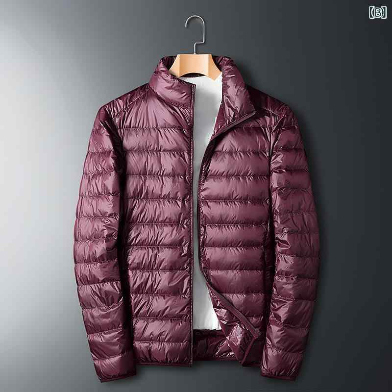 メンズ ダウンジャケット 軽量 薄手 大きめサイズ 秋冬用 暖か 保温 スタイリッシュ 若者向け カジュアル アウター コート 防寒 ファッション 日常使い