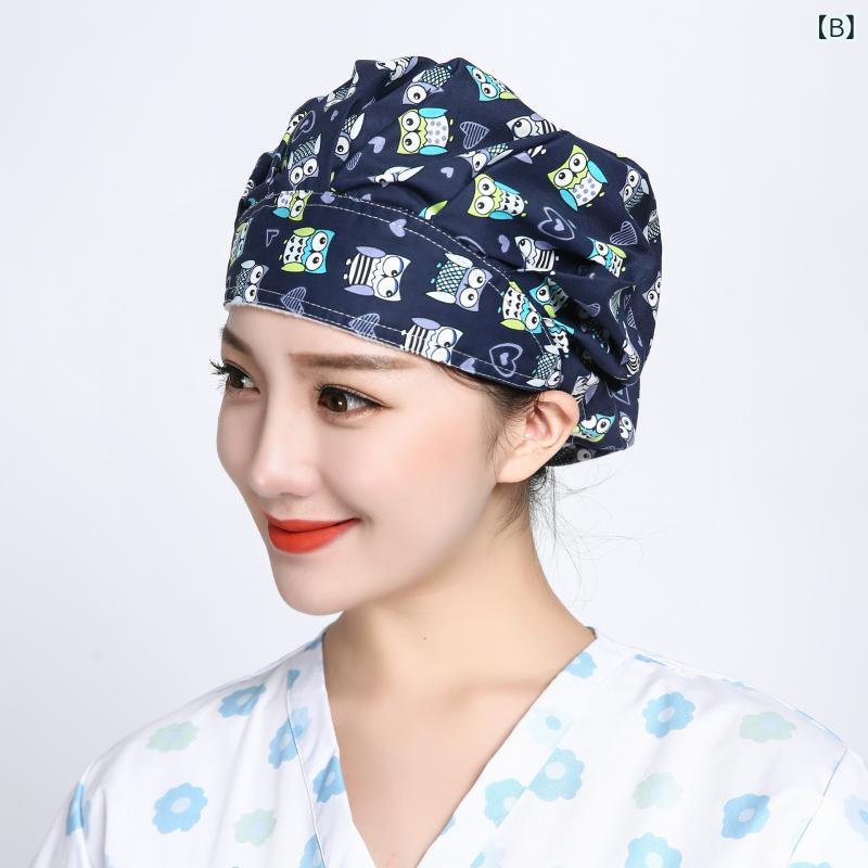 帽子 レディース ポンポン ユニコーン柄 油煙防止 髪落ち防止 キッチン用 看護師用 仕事用 かわいい スタイリッシュ 軽量 伸縮性